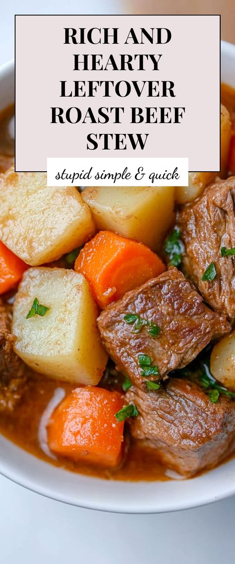 Image for Leftover Roast Beef Stew Roast Ideas, Leftover Prime Rib, Leftover Roast Beef, Leftover Beef, Beef Roast, Cozy Meals, Leftovers Recipes, Vegetarian Options, Roast Beef