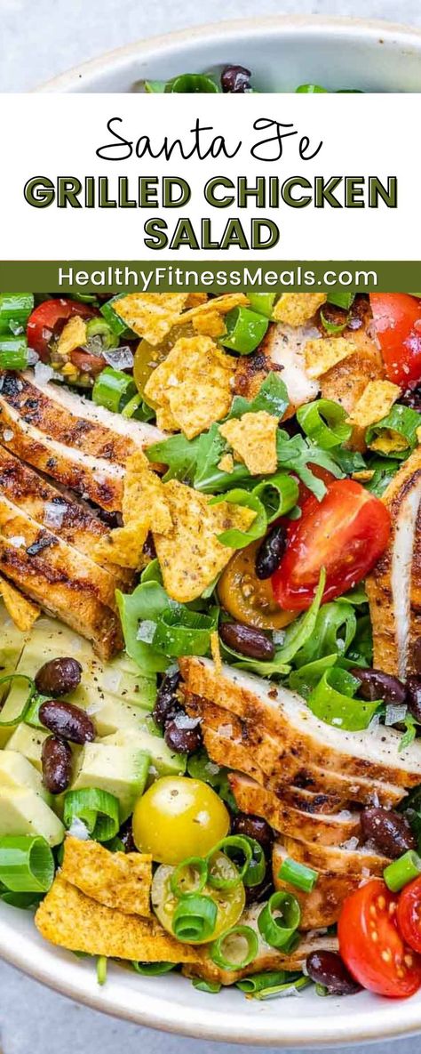 Grilled Chicken Southwest Salad, Chilis Santa Fe Chicken Salad, Sante Fe Chicken Salad, Santa Fe Chicken Salad Recipe, Santa Fe Salad Recipe, Mexican Chicken Pasta, Chicken Cherry Tomatoes, Keto Cheesy Chicken, Santa Fe Chicken Salad