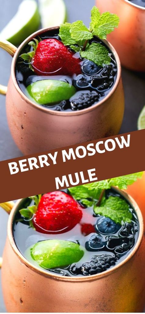 Berry Moscow Mule Recipe, Vodka Berry Cocktail, Blueberry Moscow Mule Recipe, Blueberry Mule Cocktail, Berry Cocktail Recipes, Berry Moscow Mule, Blueberry Mule, Blueberry Moscow Mule, Berry Cocktails