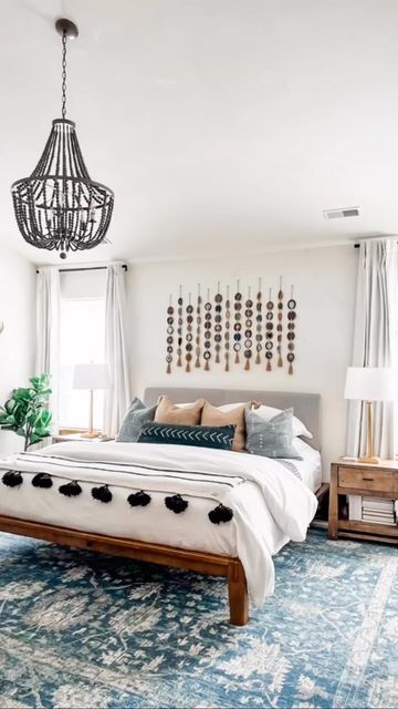 Bedroom Ideas Thuma Bed, Thuma Bed Decor Ideas, Thuma Bed Ideas, Bohemian Master Bed, Thuma Bed Decor, Wayfair Bedding, Thuma Bed, Old Ceiling Fan, Old Ceiling