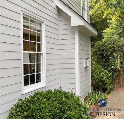 Exterior siding painted Sherwin Williams Knitting Needles with Pure White trim. This shade of gray is popular on interior walls as well. #diy #gray #exterior #diy #kyliem White Exterior Gray Trim, Collonade Gray Sherwin Williams Exterior, Light Grey Exterior House Colors White Trim Gray Siding, Gossamer Veil Sherwin Williams Exterior, Worldly Gray Exterior, Amazing Gray Sherwin Williams Exterior, Worldly Gray Sherwin Williams Exterior, Repose Gray Sherwin Williams Exterior, Repose Gray Exterior House