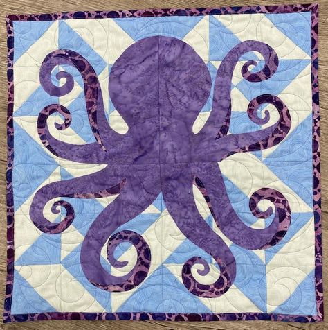 Octopus Quilt, Octopus Applique, Cary North Carolina, Row By Row Experience, Baby Octopus, Preschool Projects, The Octopus, Animal Quilts, Fabric Wall Art