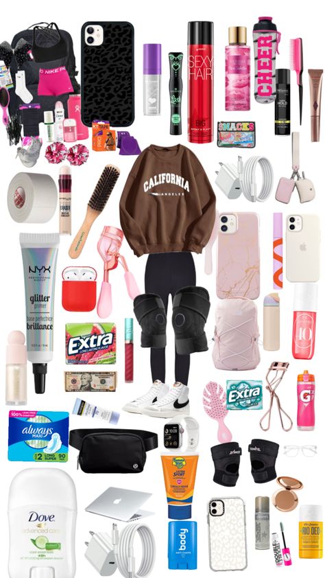 #cheer #𝓭𝓮𝓼𝓮𝓶𝓫𝓮𝓻 #cheer What To Have In Your Cheer Bag, Cheer Packing List, Wrestling Diet, Comp Cheer, Cheer Accessories, Nyx Glitter Primer, Wrestling Workout, Cheer Tryouts, Preppy School Supplies