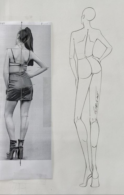 Fashion Croquis Back View, Croquis Back Pose, Fashion Design Sketches Back View, Fashion Model Poses Back View, Fashion Drawing Back View, Back View Fashion Illustration, Fashion Sketch Back View, Fashion Illustration Body Figure Drawing, Fashion Figure Back View