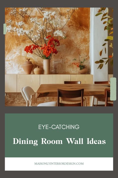 Spruce up your dining area with these eye-catching accent wall ideas. From bold colors to striking wallpaper patterns, creating a memorable dining environment starts with the right wall design. Whether you prefer a classic or modern look, these dining room accent wall inspirations offer the perfect blend of style and comfort. Increase the visual appeal of your meals with tasteful materials and colors that impress both your family and guests. Explore ways to enhance your dining space into a cozy yet stylish atmosphere everyone will love. Dining Room Wall Ideas, Dining Room Accent Wall Ideas, Room Accent Wall Ideas, Striking Wallpaper, Room Wall Ideas, Dining Room Accent Wall, Accent Wall Ideas, Room Accent Wall, Dining Room Wall