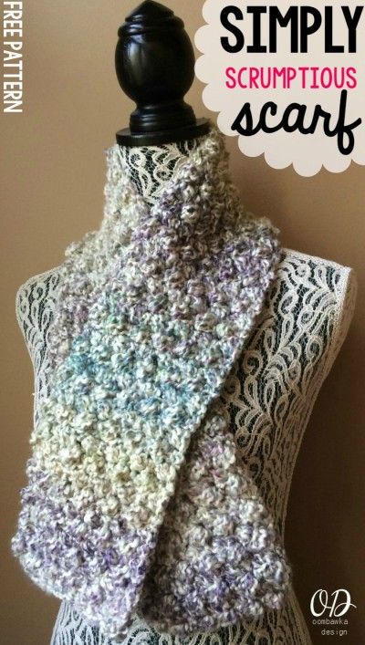 Simply Scrumptious Scarf Cover Image | oombawkadesigncrochet.com Crocheted Scarf, Crochet Scarf Pattern Free, Design Crochet, Shawl Patterns, Scarf Knitting Patterns, Scarf Crochet Pattern, Crochet Cowl, Lion Brand, Scarf Pattern