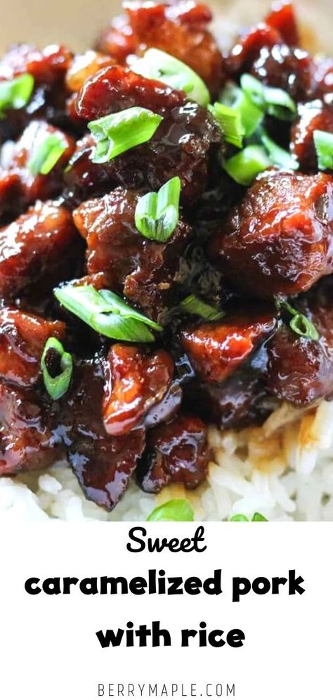 Pork With Rice, Pork Stew Meat, Caramelized Pork, Boneless Pork Ribs, Pork Bites, Stew Meat Recipes, Pork Recipes Easy, Asian Pork, Pork Rib Recipes