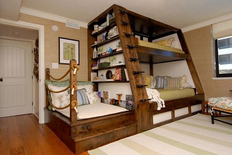 20 Cool Bunk Beds That Offer Us The Gift Of Style Skjulte Rum, Cool Bunk Beds, Bunk Bed Designs, Kids Bunk Beds, Cool Beds, Bunk Bed, Cool Rooms, Design Case, My New Room