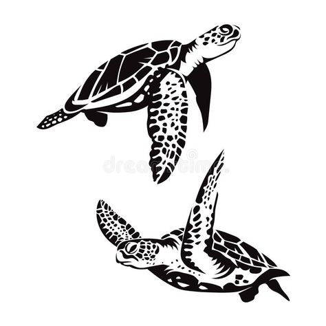 Sea Turtle Outline, Sea Turtle Stencil, Swimming Silhouette, Sealife Drawing, Turtle Stencil, Sea Turtle Silhouette, Sea Turtle Clipart, Turtle Outline, Two Turtles