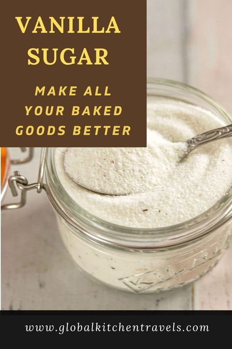 Homemade Vanilla Bean Sugar will make all your baked goods even better. It's also a delicious addition to your morning coffee or tea. Baking Basics #baking #vanilla Homemade Vanilla Sugar, Vanilla Sugar Recipe, Homemade Powdered Sugar, Flavored Sugars, Vanilla Bean Recipes, Coffee Content, Diy Extracts, Vanilla Bean Sugar, Homemade Ingredients