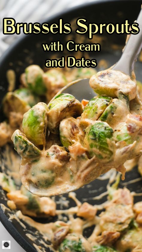 Sweet, creamy and delicious, these Brussels Sprouts with Cream and Dates is an easy side dish that’ll wow everyone! Creamy Brussel Sprouts, Easy Side Dish, Cooks Illustrated, Cracked Pepper, Brussels Sprouts, Side Dishes Easy, Brussel Sprouts, Brussels, Side Dish