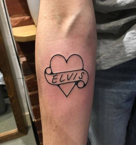 A little fun one from yesterday. Name In Heart Tattoo, Heart Tattoo With Name, Name Tattoo Heart, Word Names, Heart Tattoos With Names, Inner Forearm Tattoo, Traditional Names, Inner Forearm, Heart Banner