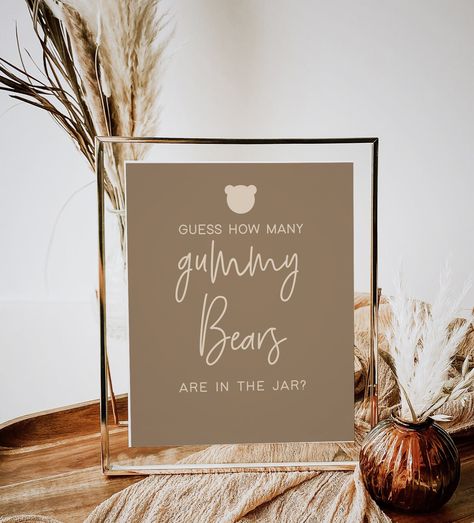 Boho Bear Baby Shower Game Sign, Guess How Many Gummy Bears Printable Sign, Baby Shower Gender Neutral Decor Guess How Many Gummy Bears In A Jar, Baby Shower Themes Teddy Bear, Beary Excited Baby Shower Theme, Teddy Bear Baby Shower Theme Decoration, Baby Shower Ideas Bear, Simple Baby Shower Themes, Teddy Bear Themed Baby Shower Ideas, Bearly Wait Baby Shower Ideas, We Can Bearly Wait Baby Shower Theme