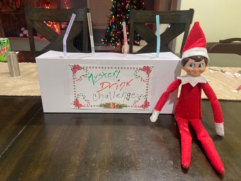 Mystery Drink Challenge Elf, Elf Drink Challenge, Elf On The Shelf Drink Challenge, Elf On The Shelf Mystery Drink Challenge, Elf Mystery Drink Challenge, Mystery Drink Challenge, Elf On The Shelf Pet Ideas, Drinking Challenges, Elf 2024