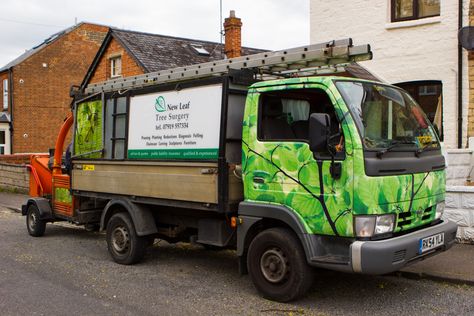 We vinyl wrapped this Nissan Cabstar for New Leaf Tree Surgery in Oxfordshire #nissan #vinylwrap #pimpmytruck #vehiclegraphics #vinyl Nissan Pathfinder Camper, Nissan Patrol Safari, Cargo Van Wrap Design, Nissan Cabstar, Van Wrap, Sign Writing, Nissan Xterra, Car Graphics, Custom Vans