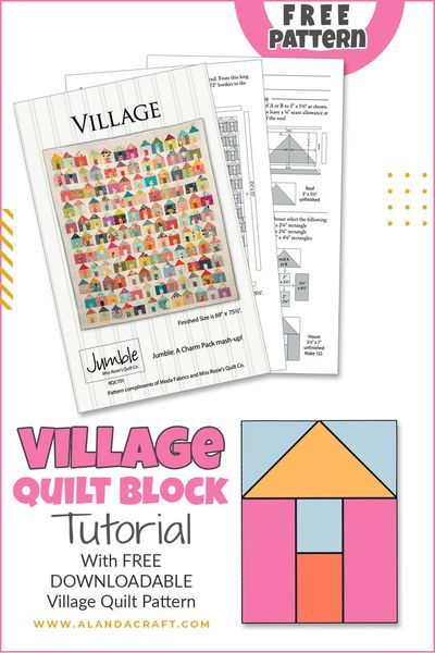 Quilt Patterns Houses, Moda Village Quilt Pattern, Moda Free Quilt Patterns, Free House Quilt Block Patterns, Row By Row Quilt Patterns Free, Patchwork Houses Pattern Quilt Blocks, Village Quilt Pattern Free, House Blocks Quilting Free Pattern, Quilt House Block Patterns