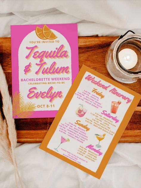 Tequila Sunrise Invitation, Bachelorette Invitation Ideas, Tequila Sunrise Birthday Theme, Tequila Sunrise Bachelorette Party, Tequila Sunrise Theme Party, Sunset Party Invitation, Tequila Sunrise Theme, Tequila Sunrise Bachelorette Theme, Tequila Sunrise Bachelorette