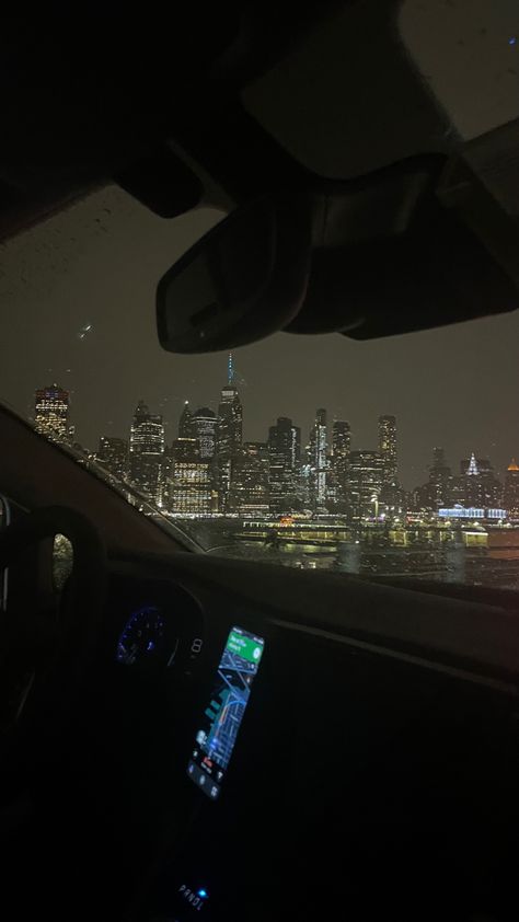 NYC New York City skyline night car late night drive aesthetic vibe dark buildings manhattan uptown downtown Car City Aesthetic, Late Night Aesthetic Car, Car Late Night Drive, Late Night Car Drives Aesthetic, Night Aesthetic Car, Night Car Aesthetic, Late Night Vibes Aesthetic, Car Vibes Aesthetic, Dark Nyc