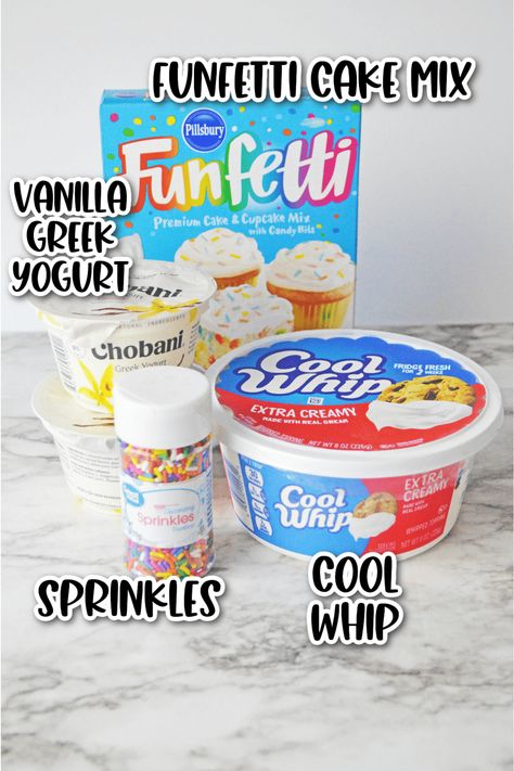 Fun Getting Dip, Funfetti Dip Greek Yogurt, Cool Whip Cake Mix Dip, Easter Funfetti Dip, Cake Batter Dip With Yogurt, Dunkaroo Dip With Yogurt, Funfetti Dip With Yogurt, Healthy Funfetti Dip, Easy No Bake Dips