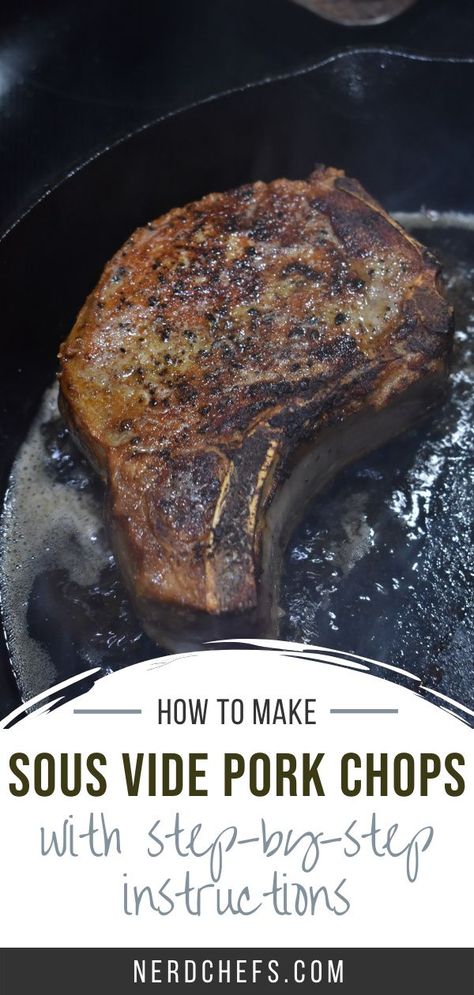 Sous Vide makes for the best pork chops. Juicy meat with a crisp crust comes together easily with the water bath and a quick sear! #SousVide #PorkChops Pork Chops Juicy, Pork Chops Easy, The Best Pork Chops, Sous Vide Pork Chops, Best Pork Chops, Thick Cut Pork Chops, Sous Vide Pork, Veal Chop, Juicy Pork Chops