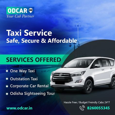 Tours And Travels Visiting Card Design, Cab Service Creative Ads, Travel And Tours Logo, Design Taxi, Car Post, Tempo Traveller, Travel Creative, Toyota Innova, Sedan Cars