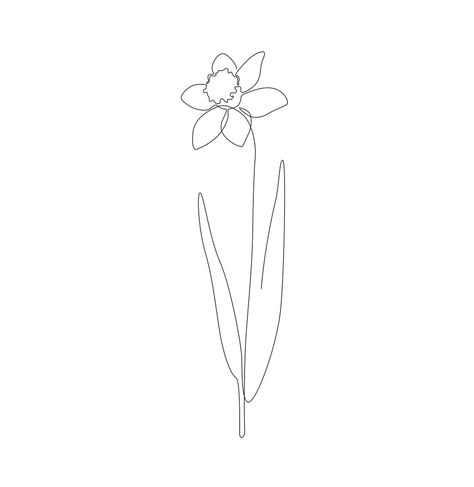 Fine Daffodil Line Art Print by Explicit Design - X-Small Daffodil Fine Line Tattoo, Line Art Daffodil, Fine Line Daffodil, Fine Line Daffodil Tattoo, Daffodil Line Drawing, Simple Daffodil Tattoo, Daffodil Outline, Dainty Daffodil Tattoo, Daffodil Drawing