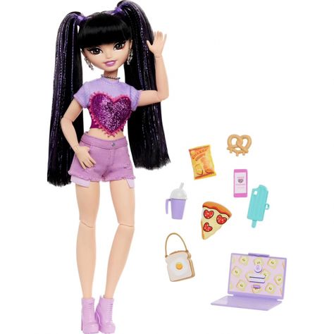 Barbie Dream Besties - Renee Barbie Dream Besties Restyle, Barbie Dream Besties, Pizza Pretzel, 2025 Wishlist, Barbie Malibu, Purple Streaks, Doll Therapy, High Barbie, Anime Zodiac