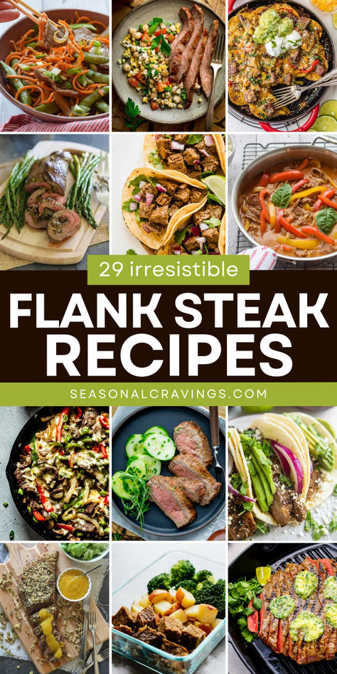 Discover 29 Irresistible Flank Steak Recipes for quick weeknight dinners that will impress! From beef recipes for dinner like Easy Beef Curry, Cajun Flank Steak, and Steak Quesadilla to Philly Cheesesteak Skillet and Southwest Steak Bowls, there’s something for everyone. Savor every bite! Beef Dinner Ideas Steak, Sliced Flank Steak Recipes, Healthy Steak Meals, Flank Steak Fajita Marinade, Beef Flank Steak Recipes, Gourmet Beef Recipes, Cook Flank Steak, Lean Beef Recipes, Philly Cheesesteak Skillet