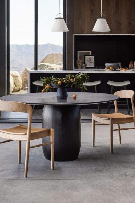 Small Modern Black Round Dining Table Ideas Round Dining Table Decor Ideas, Mid Century Modern Round Table, Round Modern Table, Beige And Grey Living Room, Round Black Dining Table, Grey Round Dining Table, Round Dining Table Decor, Small Round Dining Table, Black Round Table