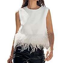 Check this out on Amazon Feather Crop Top, Kelly Gale, Feather Tops, Women Y2k, Blouse Tops, Crop Tank Top, Bell Bottom Pants, Club Party, Top Sleeveless