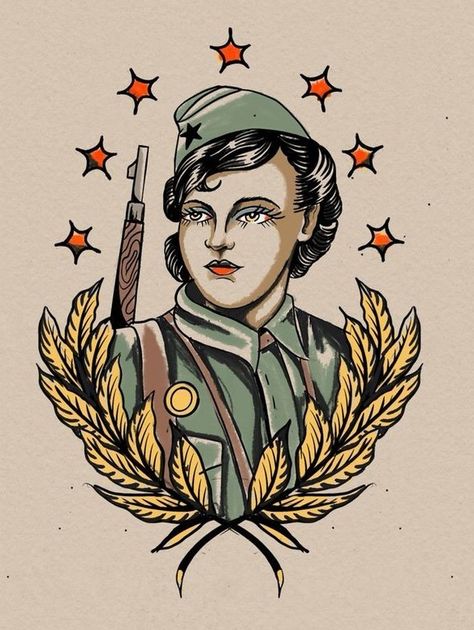 Traditional Tattoo Girls, Fallout Tattoo, Flash Drawing, Soldier Tattoo, Army Tattoos, Military Tattoos, Traditional Tattoo Sleeve, Old School Tattoo Designs, Tattoo Girls