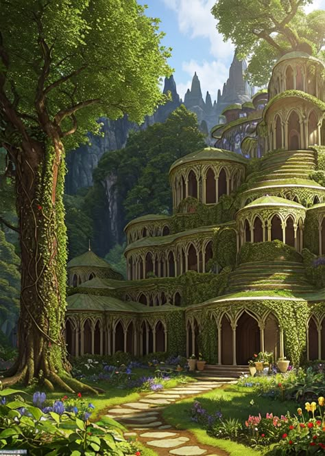 Fantasy Earth Kingdom, Fantasy Kingdom Village, Fantasy Elven City, Elvish City, Earth Castle, Elven Castle, Elven Village, Elven Kingdom, Elven City