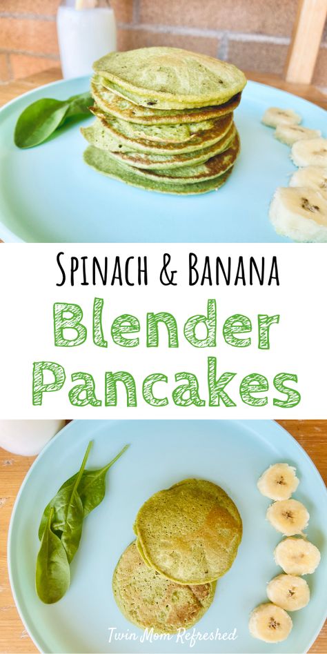 Veggie Pancakes, Dairy Free Recipe, Blender Pancakes, Spinach Pancakes, Menu Sarapan Sehat, Toddler Foods, Banana Pancakes Recipe, Veggie Breakfast, Tasty Tuesday