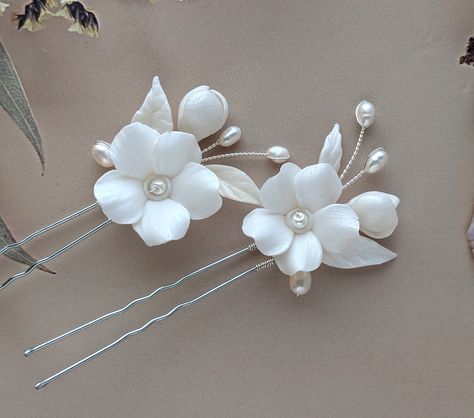 Excited to share the latest addition to my #etsy shop: AMELIA HAIR PINS Bridal set of 2 Hair Accessories Hair Pin Wedding Hair Piece White bridal hair pin Flower hair pin #hairpin #hairpiece #hairaccessory #hairclip #bridalhairpin #floralhairpin #bridalhairpiece #flowerhairclip #pearlhairpin https://etsy.me/3BWRQRQ Flower Pins For Hair, Diy Hair Comb Accessories, Diy Hair Accessories Tutorial, Hair Pins Bridal, Bridal Hair Pin, Polymer Clay Gifts, Floral Hair Pins, Wedding Hair Piece, Diy Bridal