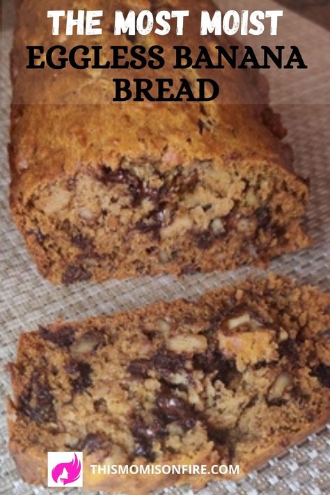 sliced banana bread without eggs Easy Gf Banana Bread, Banana Recipe Without Eggs, Banana Dessert Recipes No Egg, Eggless Whole Wheat Banana Bread, One Egg Banana Bread, Healthy Eggless Banana Bread, Banana Bread Recipe With No Eggs, Egg Less Banana Bread, Easy Banana Bread No Egg