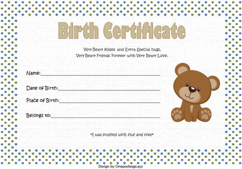 Editable Build A Bear Birth Certificate Template Doc Sample Posted by Steven Jensen. Build a bear birth certificate template, People often get confused about preparing certificate. They frequently think that they must design the certif... Pet Birth Certificate, Birth Certificate Template, Awards Certificates Template, Printable Certificates, Templates Free Design, Gift Post, A Teddy Bear, Proposal Templates, Birth Certificate