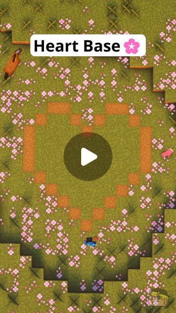 Minecraft Foundation Ideas, Heart Shaped Pond Minecraft, Step By Step Minecraft Builds, Minecraft Heart Pond, Minecraft Bases Ideas, Minecraft Couple Ideas, Minecraft Builds Cute, Minecraft Base Design, Minecraft Building Plans