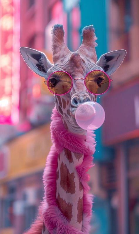 Aesthetic Pics To Stick On Wall, Giraffe Wallpaper, Nails Wallpaper, Giraffe Pictures, Abstract Art Images, Pink Giraffe, Trending Pins, Blowing Bubbles, Art Gallery Wallpaper