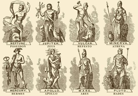 FREE DOWNLOAD - Free vector downloads - Greek Gods Roman Myth, Ancient Greek Gods, Roman Gods, Greek And Roman Mythology, Roman Mythology, Greek Myths, God Art, God Illustrations, Greek Gods