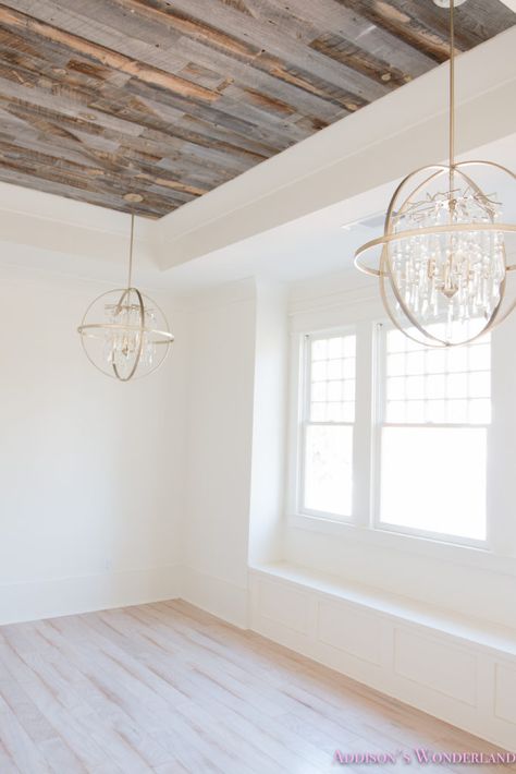 Inside our 1905 Historic Home Restoration... alabaster-walls-girls-bedroom-stikwood-weathered-wood-ceiling-shaw-floors-whitewashed-hardwood-flooring-pink-rose-doors Sherwin Williams Alabaster White, White Interior Paint, Sherwin Williams Alabaster, White Wall Paint, Sherwin Williams White, Interior Design Blogs, Best White Paint, Alabaster White, Builder Grade