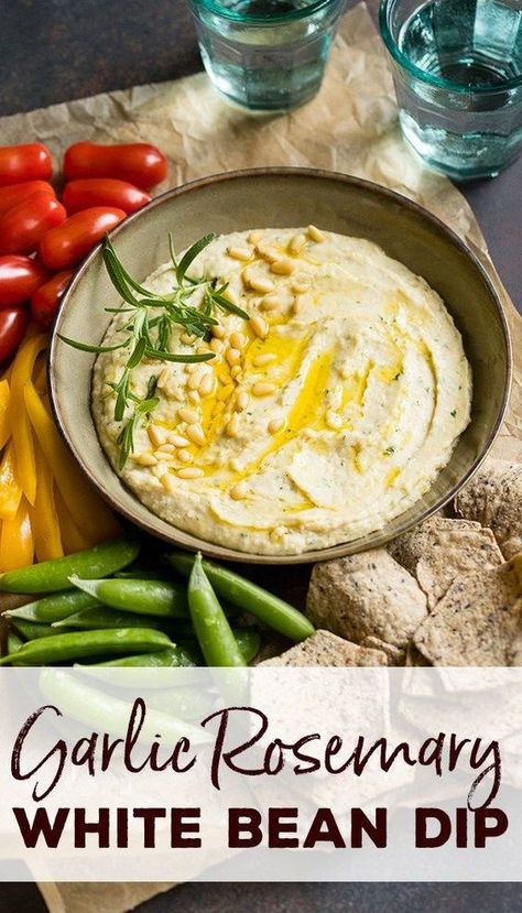 The perfect after school snack recipe, or game day dip, this garlic rosemary white bean dip is easy, healthy, and delicious! #afterschoolsnacks #beandip Game Day Dip, White Bean Dip, Fertility Foods, Garlic Dip, After School Snack, Vegan Dip, Vegan Roast, Bean Dip, School Snack