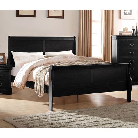 Acme Furniture Louis Philippe Sleigh Bed Idea Bilik Tidur, King Sleigh Bed, Sleigh Bed Frame, Queen Sleigh Bed, Sleigh Bedroom Set, Eastern King Bed, Black Bed, Sophisticated Bedroom, Hiasan Bilik Tidur