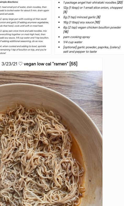 Low Cal Ramen, Low Cal Diet, Shirataki Noodles, Food Receipt, Low Cal Recipes, Low Cal, Low Calorie Recipes, Interesting Food Recipes, Spears