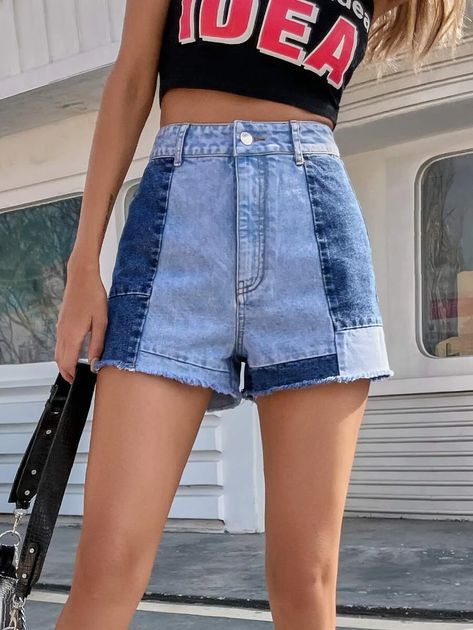 Diy Denim Shorts, Jeans Short Pants, Loose Straight Jeans, Ropa Upcycling, Women Denim Shorts, Diy Shorts, Orange Skirt, Blazer Jeans, Denim Pants Women