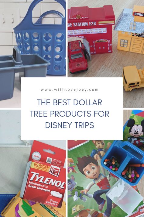 Disney Dollar Tree, Dollar Tree Road Trip Ideas For Kids, Dollar Tree Disney, Dollar Store Disney Trip, Dollar Tree Disney World Prepping, How To Surprise Kids With Disney Trip, Disney World Toddler Tips, Playful Mickey Mouse Bags For Disney Trips, Disney List