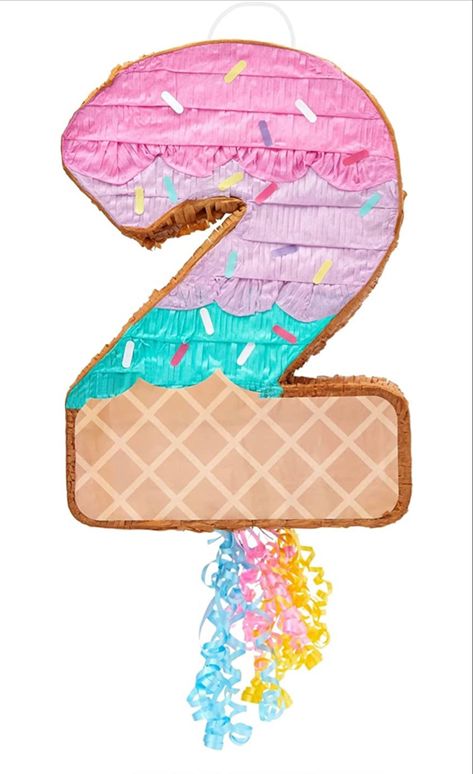 Pull String Number 2 Ice Cream Pinata for Two Sweet Birthday Decorations (16.5 x 11.5 In) #piñata #party #partyidea #partydecor #2 #secondbirthday #two #twosweet #sweet #icecream #birthdaypartydecor #partysupplies #birthday Two Sweet Birthday Food Ideas, Two Sweet Pinata, 2 Sweet Birthday Theme Food, Two Sweet Themed Birthday Party, 2 Sweet Birthday Theme Decorations, Two Sweet Party 2nd Birthday Ideas, Two Sweet Birthday Party Food, Two Sweet Birthday Party Decorations, Two Sweet Party 2nd Birthday Decorations