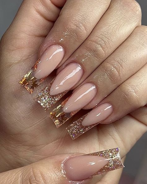 Spring Glitter Nails, Sparkle Ombre, Nails With Gold, Glitter Nails Acrylic, Acrylic Toe Nails, Christmas Nails Acrylic, Unique Acrylic Nails, Pink Shade, Brown Nails