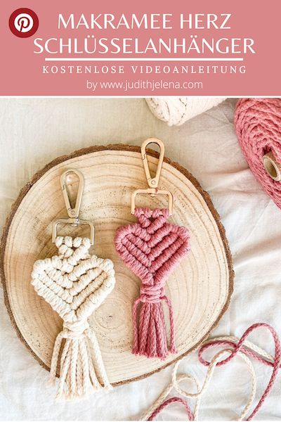 Makramee Herz Schlüsselanhänger knüpfen Craft Organization Diy, Macrame Knots Tutorial, Makramee Diy, Knots Tutorial, Crochet Earrings Pattern, Macrame Patterns Tutorials, Diy Youtube, Macrame Knots, Macrame Design