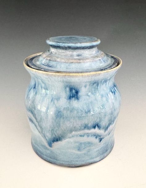 Blue Rutile Glaze, Lidded Jars Pottery, Jars Pottery, Blue Rutile, Honey Pots, Scrap Fabric Crafts, Honey Dipper, Scrap Fabric, Honey Pot