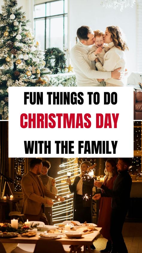 Plan your holiday with these things to do on Christmas Day! Whether you're at home with the family or seeking Christmas Day activities for kids and adults, this guide has it all. Discover what to do on Christmas Day to keep everyone entertained, from cozy things to do on Christmas Day at home to festive activities for the whole family Christmas Family Activities For Adults, Christmas Crafts Family, Christmas Outing Ideas, Family At Home Activities, Family Christmas Activities Adults, Family Time Ideas At Home, Things To Do For Christmas With Kids, Fun Things To Do With Kids For Christmas, Christmas Traditions For Adults